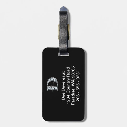 D "Diamant Bling" Gepäckmarke Gepäckanhänger (Rückseite vertikal)