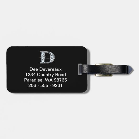 D "Diamant Bling" Gepäckmarke Gepäckanhänger (Rückseite horizontal)