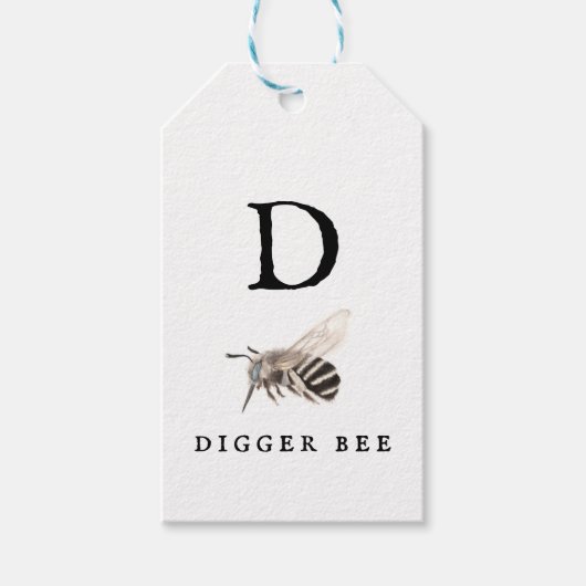"D" Digger Bee Geschenkanhänger (Vorderseite)