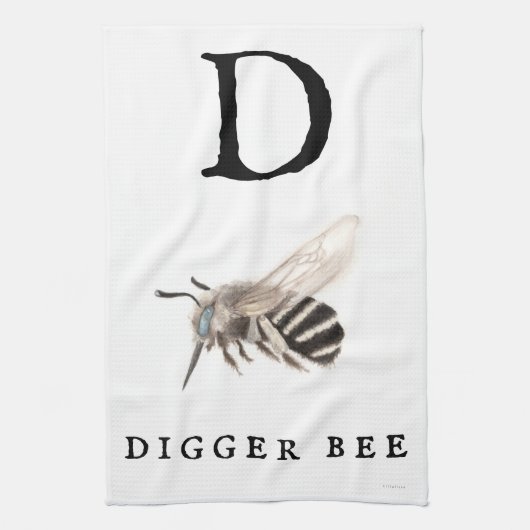 "D" Digger Bee Geschirrtuch (Vertikal)