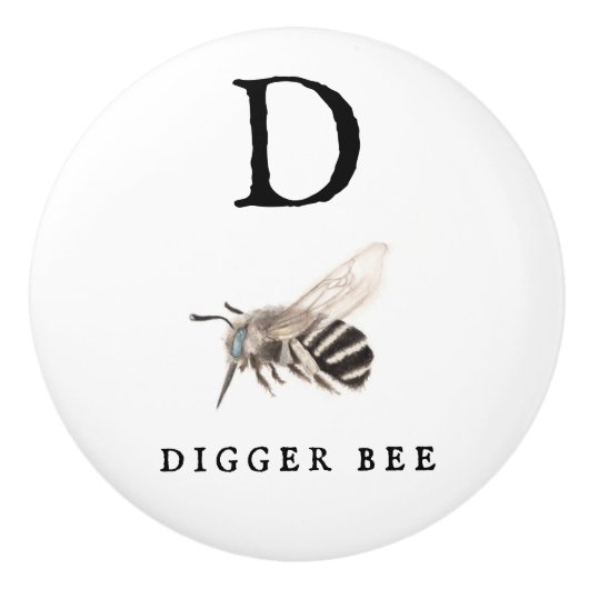 "D" Digger Bee Keramikknauf (Vorderseite)