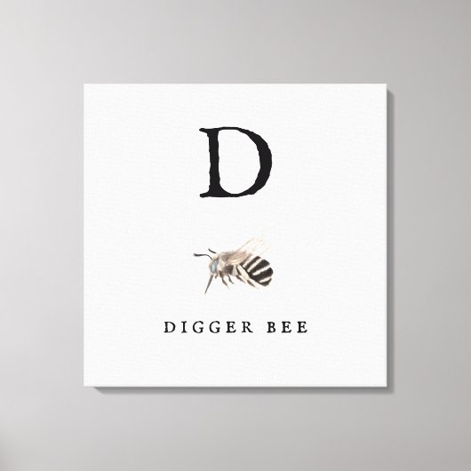 "D" Digger Bee Leinwanddruck (Vorderseite)