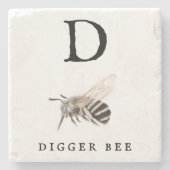 "D" Digger Bee Steinuntersetzer (Vorderseite)