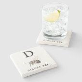 "D" Digger Bee Stone Untersetzer (Seitenansicht)