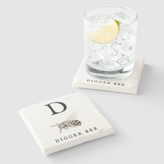 "D" Digger Bee Stone Untersetzer (Seitenansicht)