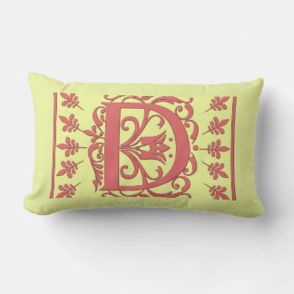 D ERSTE PILLOW - Rosa D im gelben Hintergrund Lendenkissen