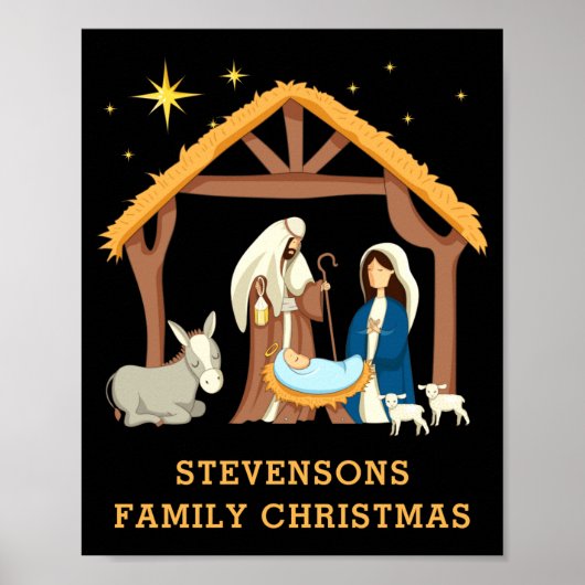 D Family Christmas Baby In A Manger  Poster (Vorne)