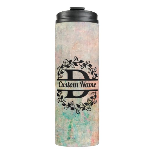 D Floral Monogram Letter Thermosbecher (Vorderseite)