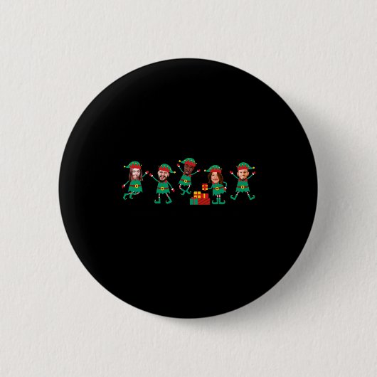 D Funny Face Photo Christmas Elf  Button (Vorderseite)