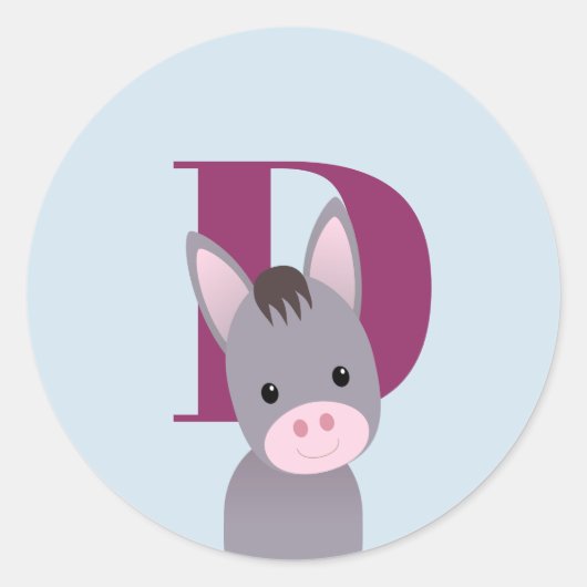 D für Donkey Runder Aufkleber (Vorderseite)