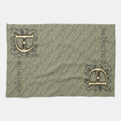 D - geprägtes Vintage-Monogramm (Gold) Handtuch (Horizontal)