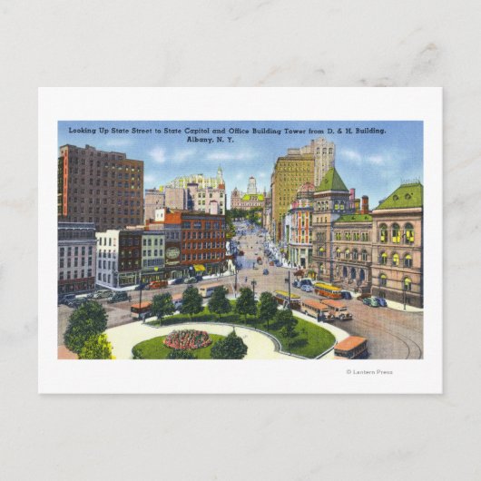 D & H Bldg Ansicht von Staat Street to Hauptstadt Postkarte (Vorderseite)