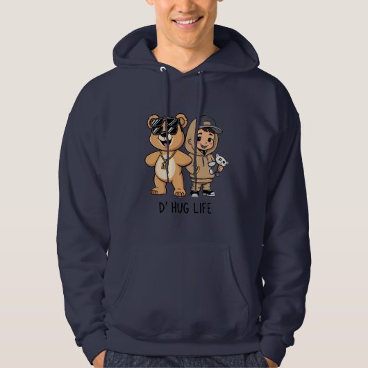 D’ Hug Life Funny Teddy Bear Gangster Hoodie (Vorderseite)