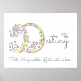 D Initial Destiny Girls Name bedeutet Plakat