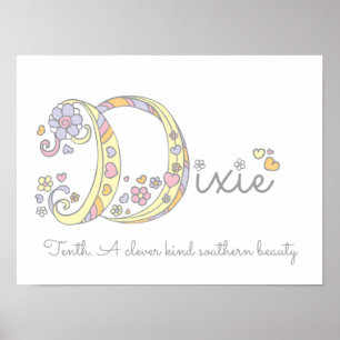D Initial Dixie Girls Name bedeutet Poster