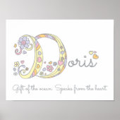 D Initial Doris Girls Name bedeutet Poster (Vorne)
