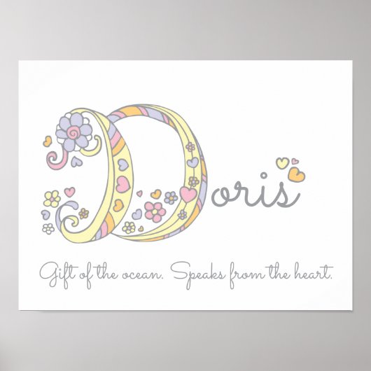 D Initial Doris Girls Name bedeutet Poster (Vorne)