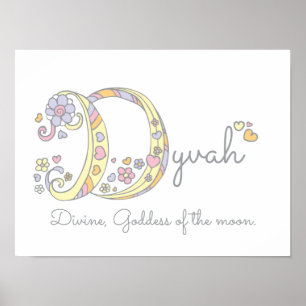 D Initial Dyvah Girls Name bedeutet Poster