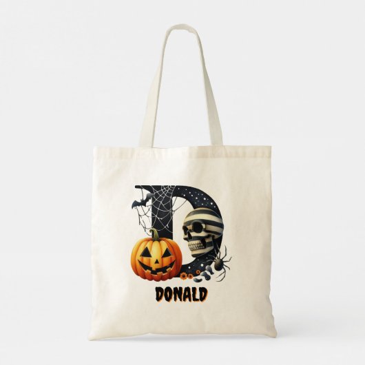 D Initial Trick oder Treat Niedliche Halloween Can Tragetasche (Rückseite)