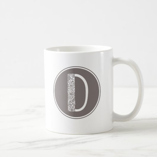D Initiale florale Monogramm Kaffeetasse (Rechts)