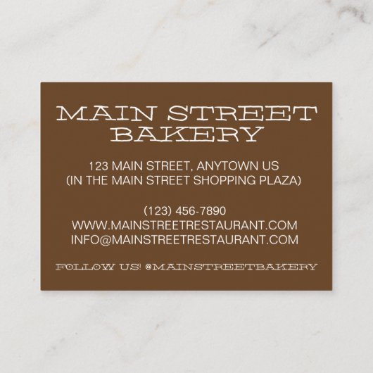 D IS FOR DINNER ROLLS Brot Brötchen Bäckerei Bäcke Visitenkarte (Rückseite)