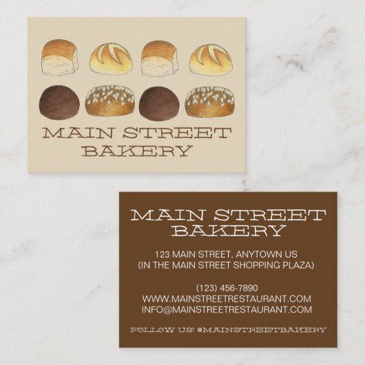 D IS FOR DINNER ROLLS Brot Brötchen Bäckerei Bäcke Visitenkarte (Vorne/Hinten)