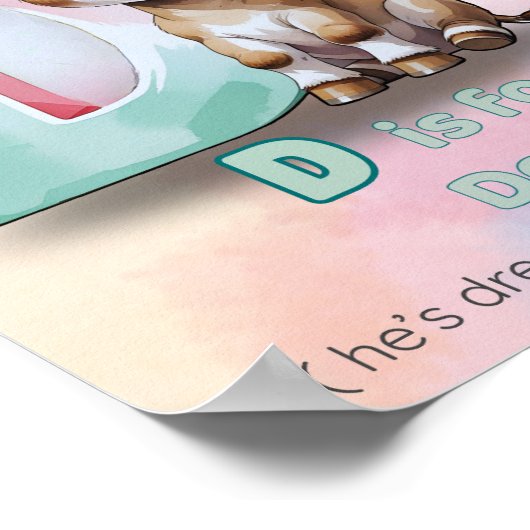 D is for Donkey – Dreamy and Determined ABC Poster (Ecke)