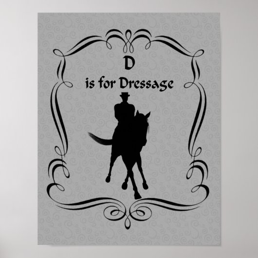 D ist für die Silhouette von Dressurpferd und Reit Poster (Vorne)