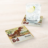 D ist für Dinosaurier Glasuntersetzer (Schrägansicht)