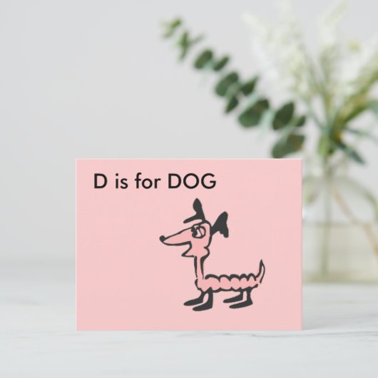 "D" ist für Dog Alphabet Flashcard Postkarte (Stehend Vorderseite)