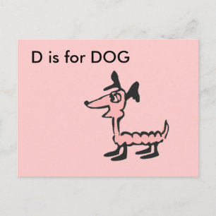 "D" ist für Dog Alphabet Flashcard Postkarte