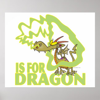 D ist für Drachenbuchstaben abc Cartoon Poster