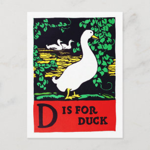 D ist für Ente ABC 1923 Vintage Alphabet Postkarte