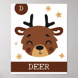D ist für Hirsch, Kinderzimmer, Schlafzimmer, Kind Poster