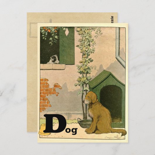 D ist für Hunde Golden Retriever und Terrier Alpha Postkarte (Vorne/Hinten)