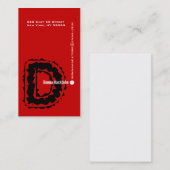 D Letter Alphabet Business Card Red Visitenkarte (Vorne/Hinten)