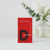 D Letter Alphabet Business Card Red Visitenkarte (Stehend Vorderseite)