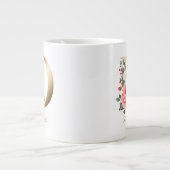D Letter Gold Monogram | Rosa grüne Blume Jumbo-Tasse (Vorderseite)