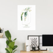 D Letter Monogram Gold Greenerage Foliage Chic Poster (Heimbüro)