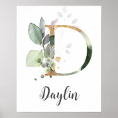 D Letter Monogram Greenerity Kinderzimmer Name Wal Poster (Vorne)