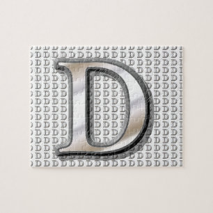 D- Modernes Metallisches Monogramm Puzzle