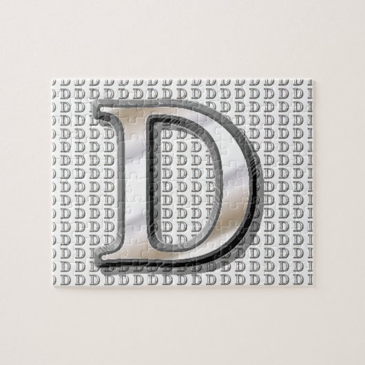 D- Modernes Metallisches Monogramm Puzzle (Horizontal)