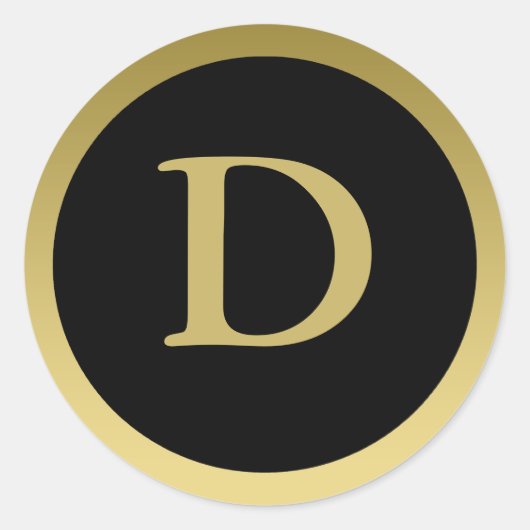 D: Monogram D Elegant Gold und Black Sticker (Vorderseite)