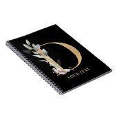 D Monogram Floral Personalisiertes Notebook Notizblock (Rechte Seite)