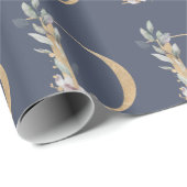 D Monogram Floral Wrapping Paper Geschenkpapier (Rolleneckpunkt)