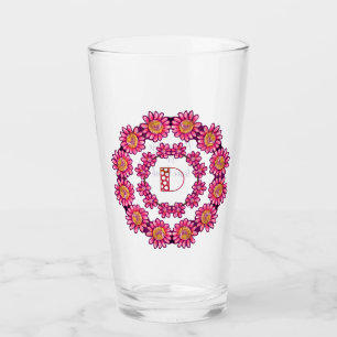 D Monogram Hübsch Boho Floral Hütte Girl Niedlich Glas