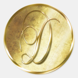 D Monogram Imitate Gold Umschlag Aufkleber Sticker