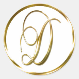 D Monogram Imitate Gold Umschlag oder Günstige Sie Runder Aufkleber