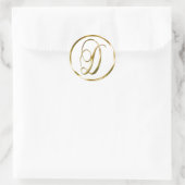 D Monogram Imitate Gold Umschlag oder Günstige Sie Runder Aufkleber (Tasche)