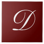 D Monogram Initial White on Maroon Fliese (Vorderseite)
